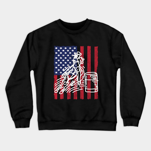 Barrel Racing - Barrel Racer USA Flag Crewneck Sweatshirt by Kudostees